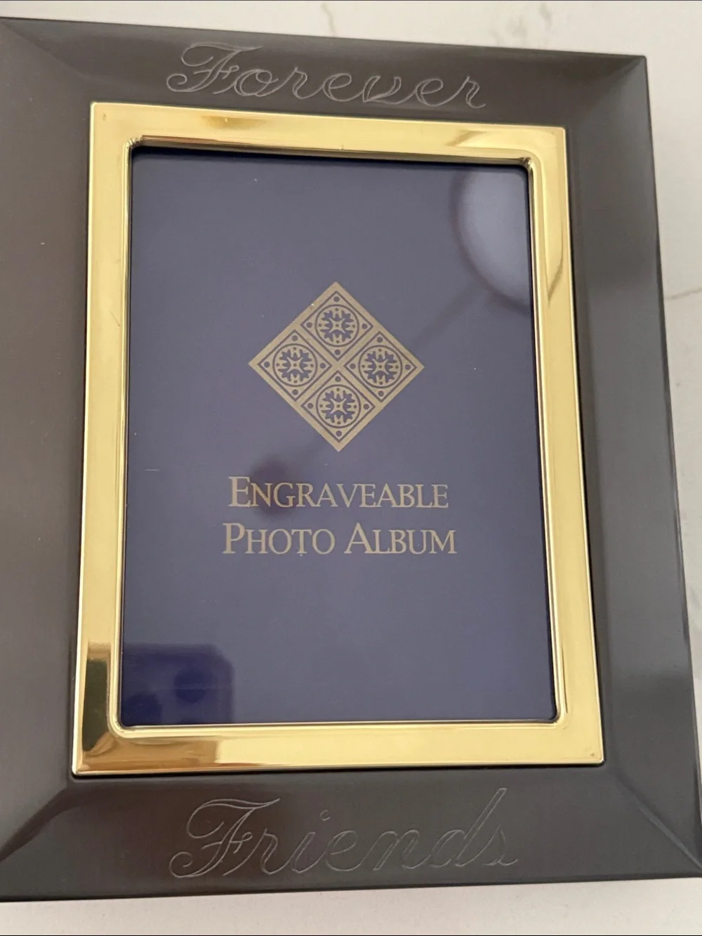 Photo Album frame - engraved with forever friends and floral wood cover album